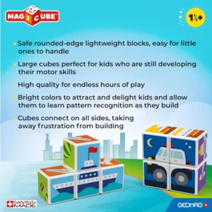 Geomag - Magicube - Magnetische blokken - Transport en kaarten - 7dlg.