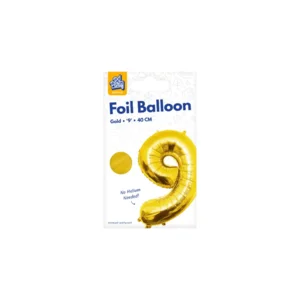 Folieballon - 9 jaar - Goud - 40cm - Niet geschikt voor helium