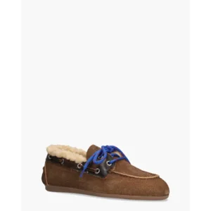 Posa Boat Loafer Brushed Fur Bruin Dames Veterschoenen