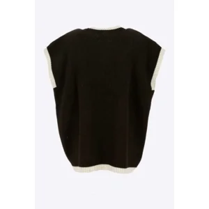 Signe Nature Dames Gilet: Bruin afgewerkt met beige ( Signe.1391 )