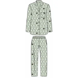 Ringella Dames pyjama doorknoopmodel: Jade Cream, Schaapjes, katoen ( RIN.633 )