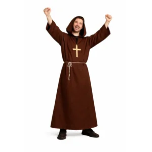 Kostuum - Monnik - Met capuchon, kruis & koord - Bruin - XL/XXL