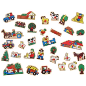 Johntoy - Grote houten noppenpuzzel Boererij- 32-delige puzzel