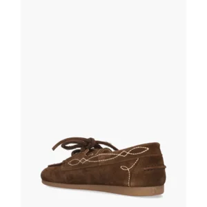 Posa Boat Loafer Prairie Donkerbruin Dames Veterschoenen