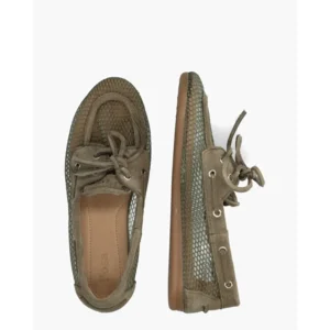 Posa Boat Loafer Mesh Khaki Dames Veterschoenen