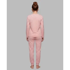 Egatex Pyjama Dames: Roze met bolletjes, Interlock ( EGA.550 )