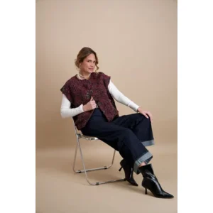 Signe Nature Gilet zonder mouwen: Bordeau, bouclé / Jacquard weving ( Signe.1420 )