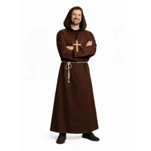 Kostuum - Monnik - Met capuchon, kruis & koord - Bruin - XL/XXL
