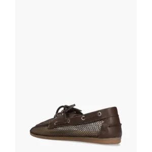 Posa Boat Loafer Mesh Donkerbruin Dames Veterschoenen