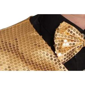 Gilet & vlinderstrik - Disco - Goud - Glanzend - XXL