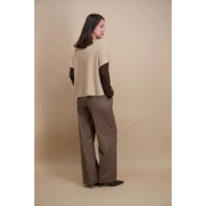 Signe Nature Dames Gilet: Beige, met knopen, mouwloos  ( Signe.1396 )