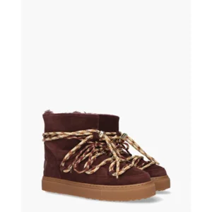 Inuikii Suede Double Tie Aubergine Dames Veterboots