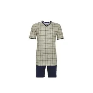 Ringella Heren pyjama: Beige Carree, V hals ( RIN.626 )