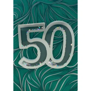 Kaart - 50, groen / zilver - ME - LGE.0007 - 16x22cm