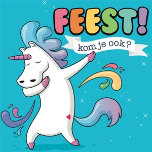 Uitnodigingskaarten - Unicorn dab - 6st. - VBE.2009