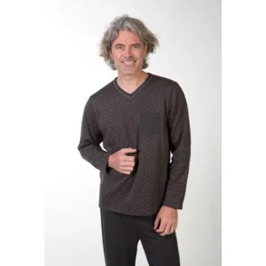Perlina Pyjama Heren: Russel, Grey Print, gemoltoneerd ( LINA.148 )