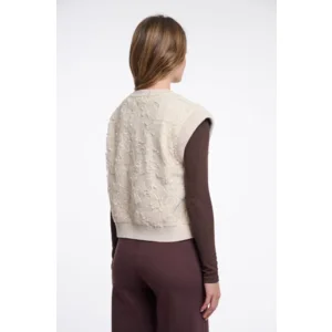 Rino & Pelle Bodywarmer: Ries, Birch ( ecru kleur ), met kant afgewerkt  ( RINO.97 )