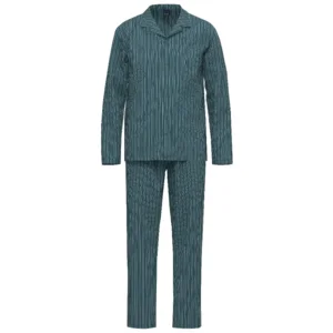 Ammann Heren Pyjama: Doorknoop model, Blauw, Jersey Katoen ( 100017 )