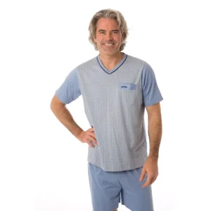 Perlina Heren Pyjama: Balder B, Blauw, Korte mouw ( LINA.134 )