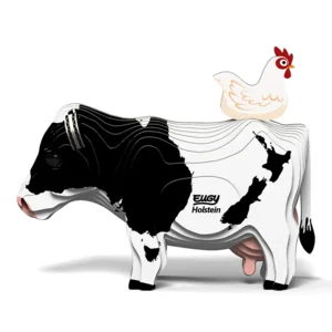 Bouwpakket - Eugy 3D - Boerderijdier - Holstein Friese koe met kip - 23st. - 8,5x5x6,8cm - Karton - 6+