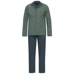 Ammann Doorknoop pyjama heren: Groen / blauw ( AMM.694 )
