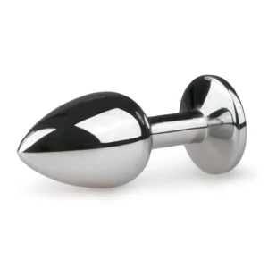 EasyToys Metalen Buttplug Zilver Met Heldere Kristal 7 cm