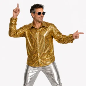 Shirt - Disco - Goud - Glanzend - XXL