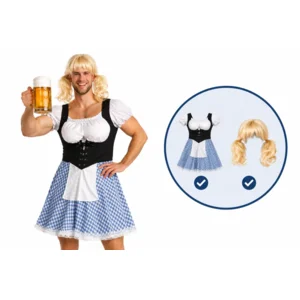 Kostuum - Der Alpenrocker - Mannendirndl - Met Pruik - L/XL