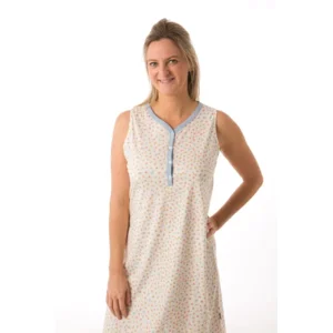 Perlina Nachthemd zonder mouwen: Asya, Blauw of Geel, 105cm, tot 5xl ( LINA.124 / LINA.125  )