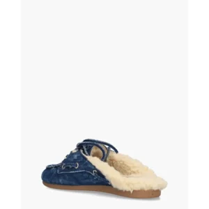 Posa Boat Loafer Mule - Fur Blauw Damesslippers