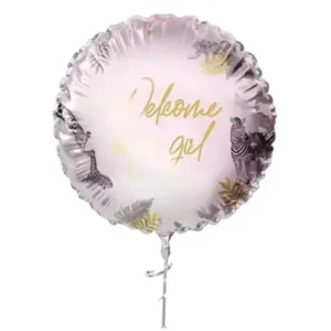 Folieballon - Welcome baby girl - Safari - 45cm - Zonder vulling