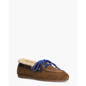 Posa Boat Loafer Brushed Fur Bruin Dames Veterschoenen