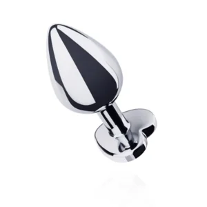 EasyToys Metalen Buttplug Zilver Met Heldere Hartsteen 8 cm