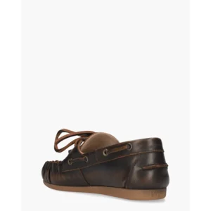 Posa Boat Loafer Wrinkle Donkerbruin Dames Veterschoenen