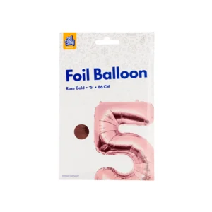 Folieballon - 5 jaar - Rosé goud - 86cm - Zonder vulling